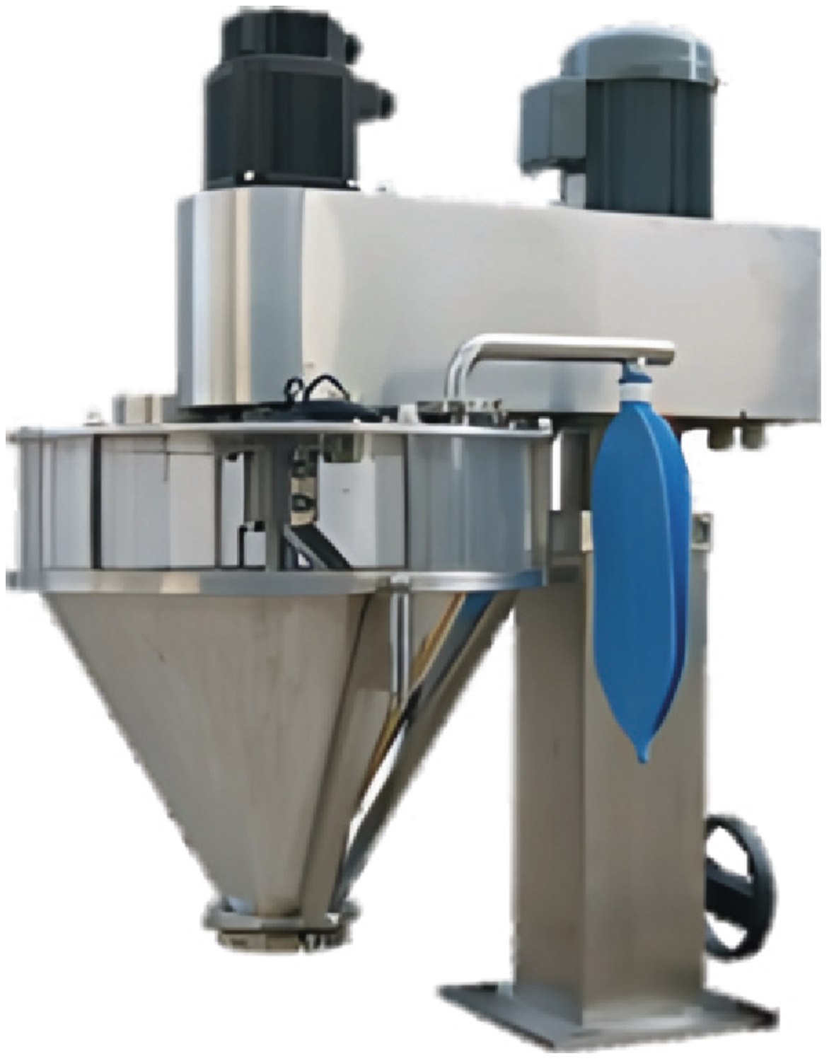 Behpoo auger filler with conical hopper and agitator for powder dosing