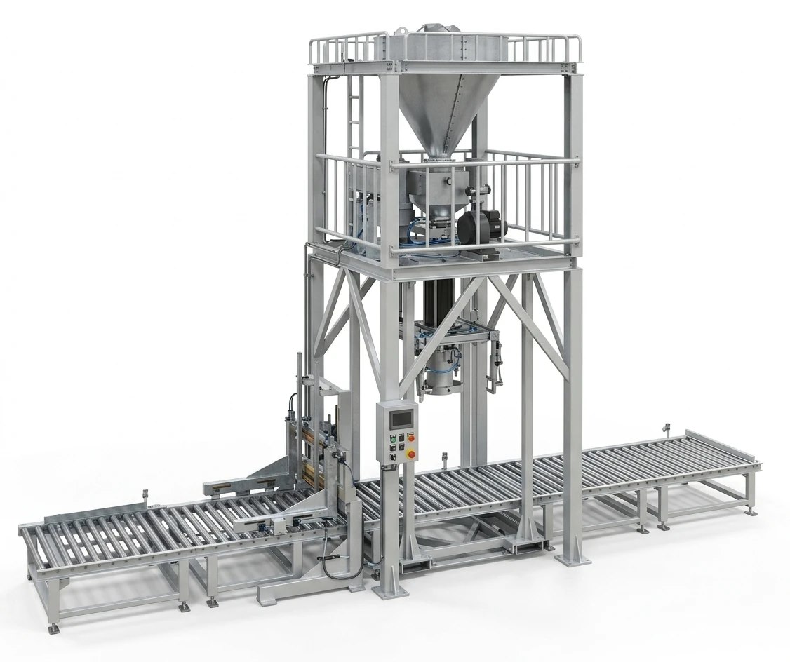 Behpoo big bag FIBC filling station with overhead weighing frame