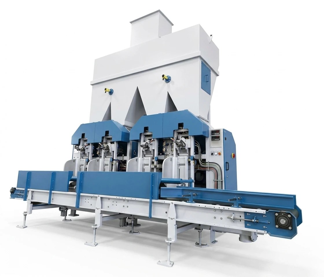 Behpoo valve bag filling machine with multiple filling spouts